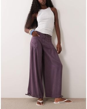ASOS Balloon Pants With Front Pockets And Adjustable Tie Hem - Purple
