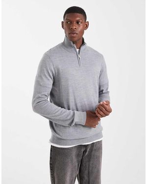 Threadbare Jersey Claro Con Cremallera Corta De - Gris