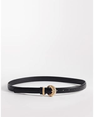 New Look Round Buckle Belt - White