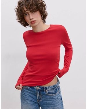 Stradivarius Long Sleeve Basic T-shirt - Red