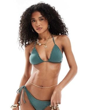 Pull&Bear Top Bikini A Triangolo Testurizzato - Verde