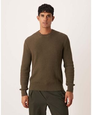Mango Cotton Round Neck Jumper - Green