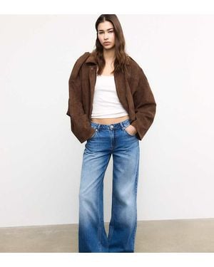 Stradivarius Tall D91 Low-Rise Wide-Leg Jeans - Blue