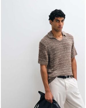 Abercrombie & Fitch Knitted Short Sleeve Polo Top - Brown
