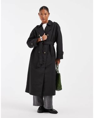 Vero Moda Langer trenchcoat mit gürtel - Schwarz