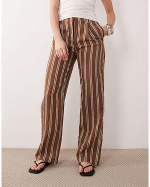 Mango 100% Cotton Utility Straight Tie Waist Pants - Brown
