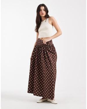 ASOS Asymmetric Dropped Waist Maxi Skirt - Brown