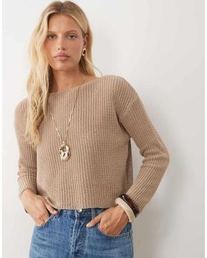 ASOS Relaxed Crochet Knit Jumper-neutral - Natural