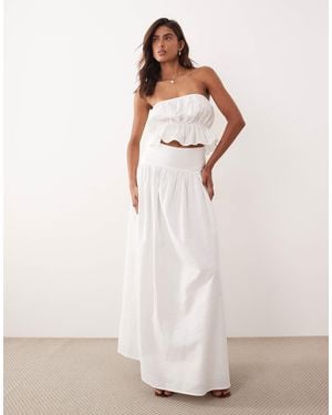 SNDY'S Jupe d'ensemble longue en lin et coton avec taille basse - Neutre