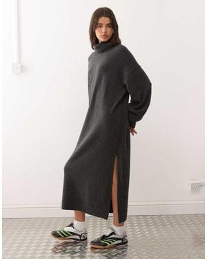 Weekday Turtle Neck Knitted Maxi Jumper Dress - Black