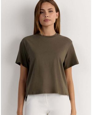 Intimissimi Boxy Fit Short-Sleeved Cotton Top - Brown
