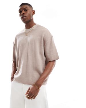 Bershka Waffle Washed T-shirt - Grey