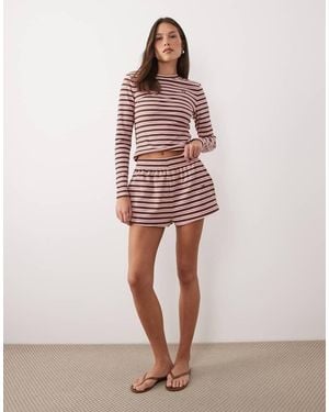 Wanderdoll Camisa Rosa Y Marrón Chocolate A Rayas De Punto Liso Premium Frankie De (Parte De Un Conjunto)