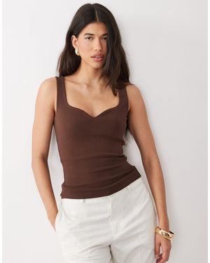 ASOS Compact Cotton Vest With Curved Neckline - Brown