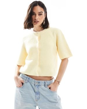 Pieces Soft Knit Short Sleeve Cardigan - White