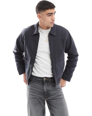 Pull&Bear Boxy Fit Zip Through Jacket - Blue