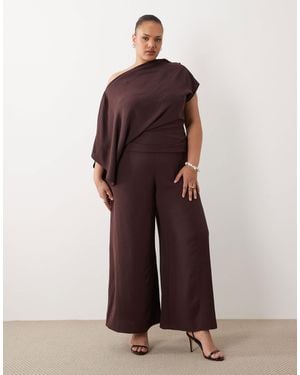 ASOS Asos Design Curve Draped Fallen Shoulder Jumpsuit - Red