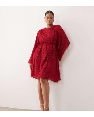 Vila Curve Fluffy Textured Tie Waist Mini Dress