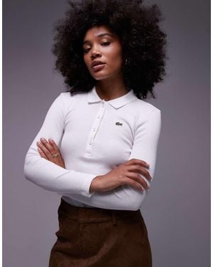 Lacoste Ribbed Ls Polo Shirt - White