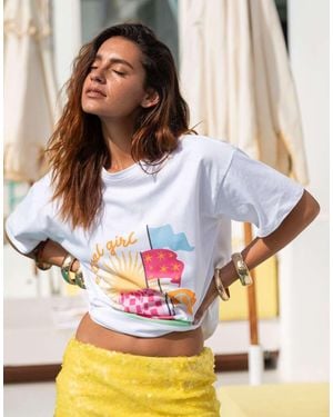 South Beach Festival Printed Oversized T-Shirt - White