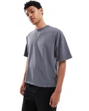 Pull&Bear Boxy Cropped Destroyed T-shirt - Gray