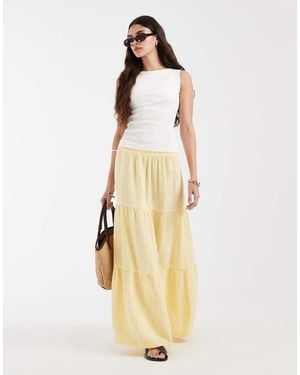 Pieces Boho Tiered Maxi Skirt - Natural