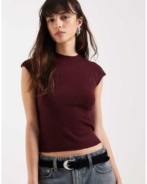Motel Hanuva Knitted Short Sleeve Top - Red