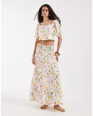 Vero Moda Smock Waist Maxi Skirt Co-ord - Natural