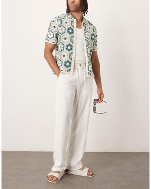 SELECTED – brody – loose-fit-hose aus leinen - Weiß