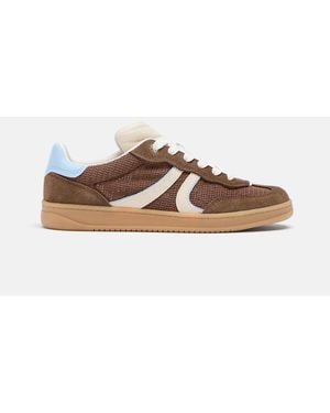 Stradivarius Die-cut Trainers With Leather Details - Brown