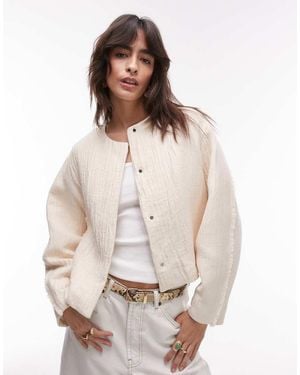 Mango Cotton Structured Drop Shoulder Jacket - Natural