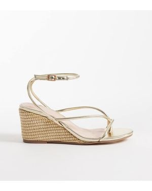 London Rebel Mary Wedge Heeled Strappy Sandal - White
