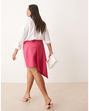 ASOS Asos Design Curve Sash Detail Satin Mini Skirt - Pink