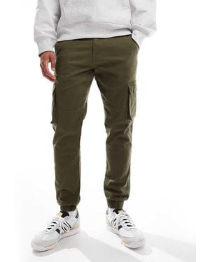 Only & Sons Tapered Fit Cargo Trousers With Cuffed Bottom - Green