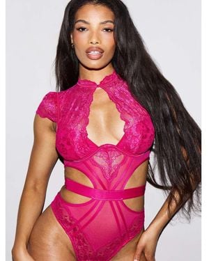 Ann Summers Zayna Lace Underwired Lingerie Body - Pink