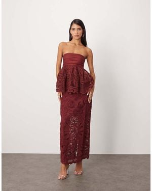 ARRANGE Floral Cornelli Column Co-ord Midi Skirt - Red