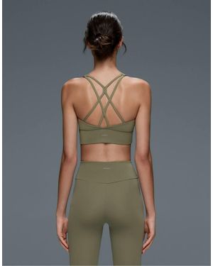 Oysho Medium-Support Comfortlux Sports Bra With Cups - Green