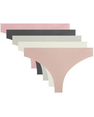 Oysho 5 Lightweight Laser-Cut Polyamide Blend Thongs - White