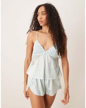 Abercrombie & Fitch Nightwear Satin Lace Trim Flippy Short - White