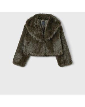 Stradivarius Faux Fur Shawl Neck Jacket - Green