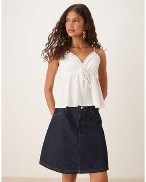ASOS Awkward Length Denim Skirt - White