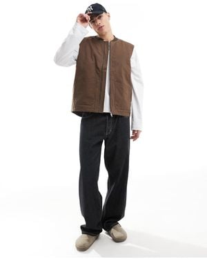 Threadbare Cotton Full Zip Gilet - Brown