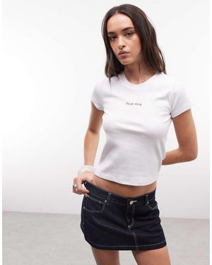 French Connection T-Shirt Mini Bianca E Nera Con Scritta Fcuk This - Bianco