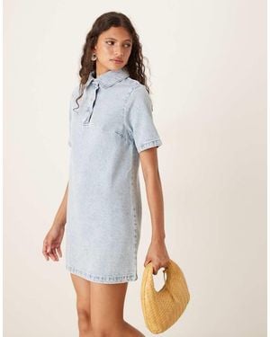 ASOS Denim Polo Mini Dress - White
