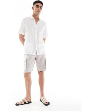 French Connection French Connection Cargo Pocket Linen Shorts - White