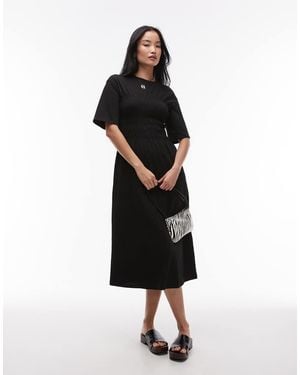 & Other Stories Jersey Midaxi Dress With Ruche Corset Detail - Black