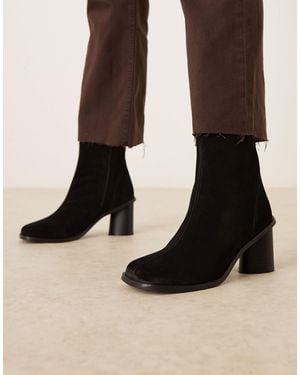 ASOS Rex Suede Round Toe Ankle Boots - Black