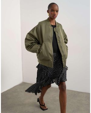 TOPSHOP Chaqueta Bomber Con Forro En Contraste De - Gris