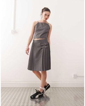 Collusion Tailored Midi Kilt Co-Ord - Natural