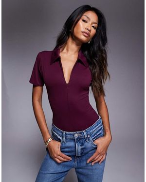 GOOD AMERICAN Weightless Collared Bodysuit - Purple